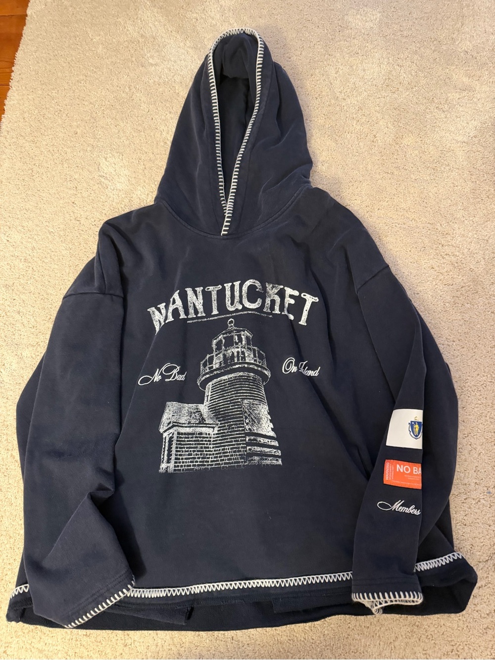 Madhappy Navy Hooded Sweatshirt with Lighthouse Graphic